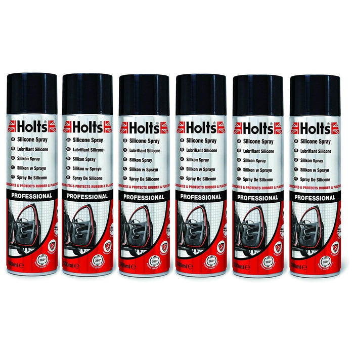 6x Holts Silicone Spray High Performance Lubricant Spray Eliminates Sticking 500ml Holts  - Dynamic Drive