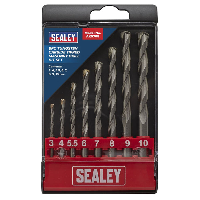 Sealey Tungsten Carbide Tipped Masonry Drill Bit Set 8pc AK5708 Sealey  - Dynamic Drive