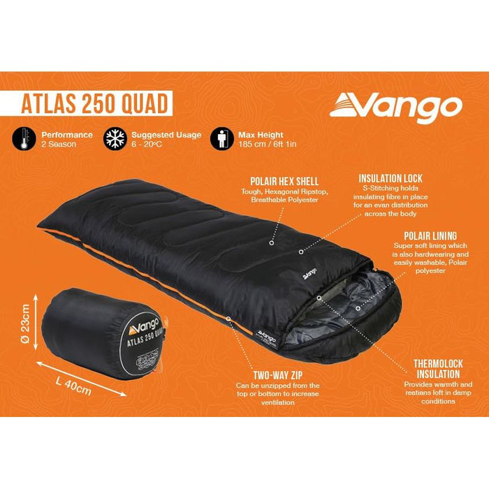 Vango Atlas 250 Quad Sleeping Bag Black Vango  - Dynamic Drive