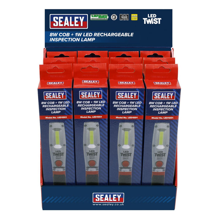 Sealey Rechargeable Inspection Light 8W LED Display Box of 12 LED1001DB