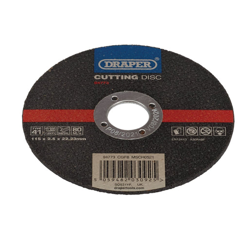 Draper Metal Cutting Disc, 115 x 2.5 x 22.23mm 94773 Draper  - Dynamic Drive