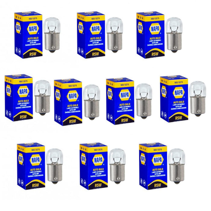 10 x NAPA Auxiliary Miniature Bulb R5W 12V 5W BA15s (NBU1207S)