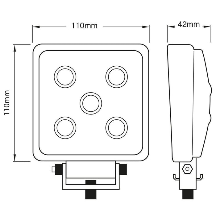 Ring Automotive RCV9596 6-LED Square Flood Work Lamp, 12/24 V