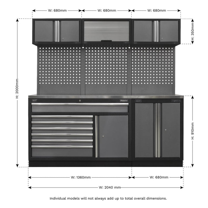 Sealey Superline Pro 2.04m Storage System Stainless Steel Worktop Sealey  - Dynamic Drive