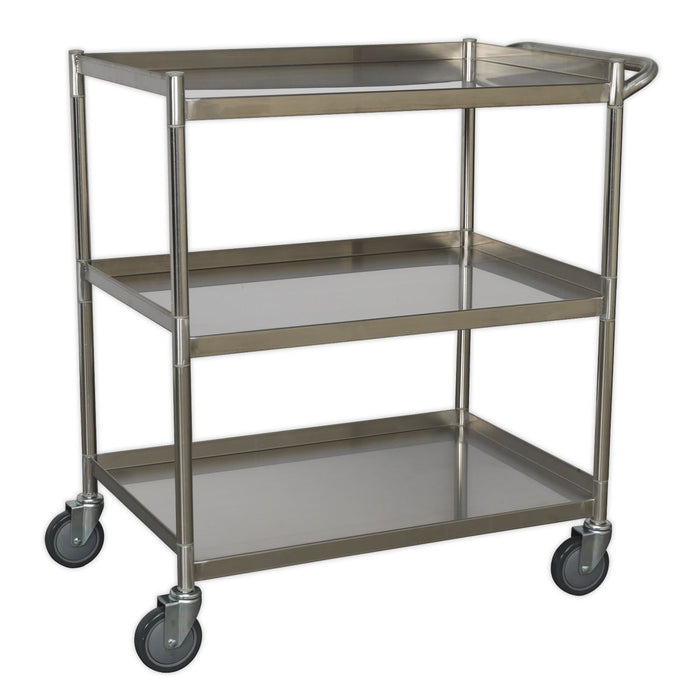 Sealey Workshop Trolley 3-Level Stainless Steel CX410SS Sealey  - Dynamic Drive