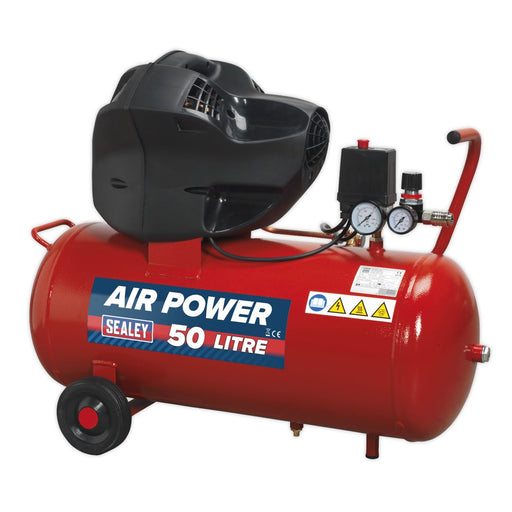 Sealey Air Compressor 50L V-Twin Direct Drive 3hp Oil Free SAC05030F Sealey  - Dynamic Drive