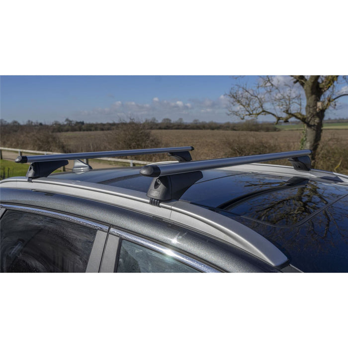 1.2m Locking Aluminium Car Roof Bars Cross for Profile Flush Rails Summit  - Dynamic Drive