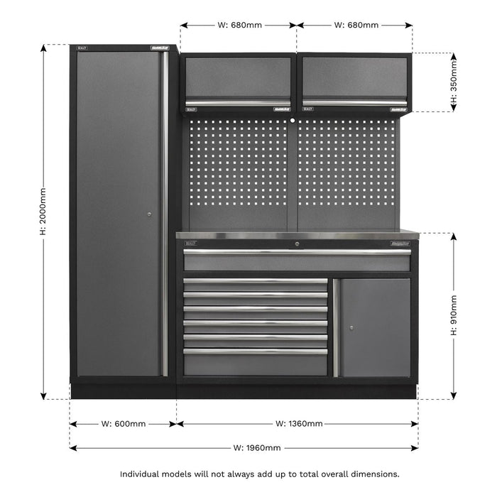 Sealey Superline Pro 1.96m Storage System Stainless Steel Worktop