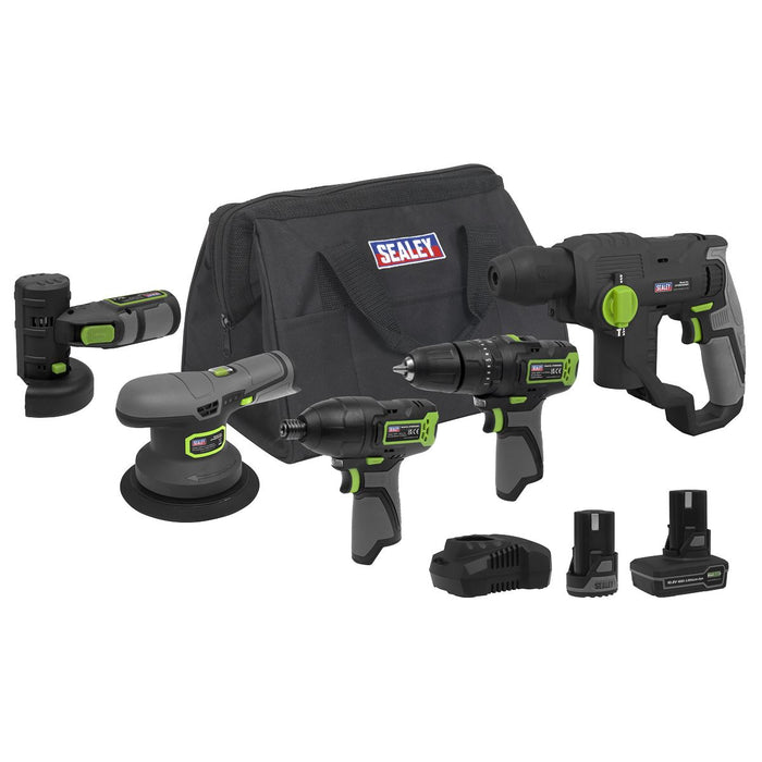 Sealey 5 x SV10.8 Series Cordless Combo Kit 10.8V - 2 Batteries & Euro Plug Sealey  - Dynamic Drive