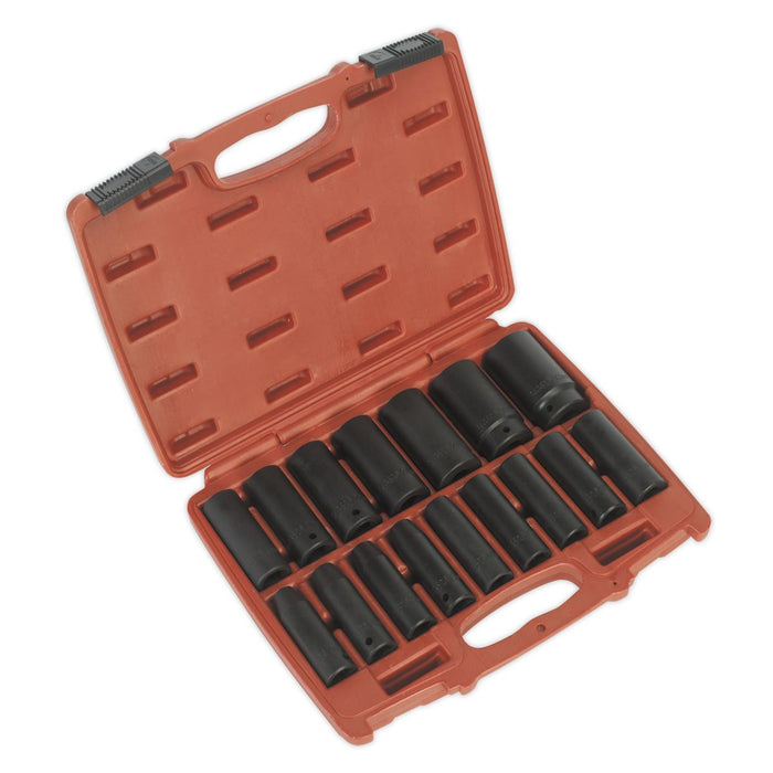 Sealey Impact Socket Set 16pc 1/2"Sq Drive Deep Metric AK5816M