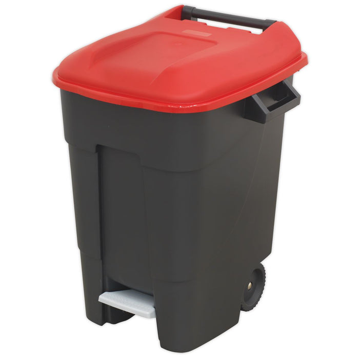 Sealey Refuse/Wheelie Bin with Foot Pedal 100L Red BM100PR