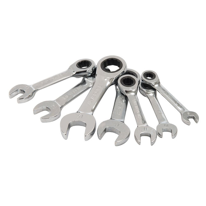 Silverline Stubby Ratchet Spanner Set 7pce 8 - 19mm