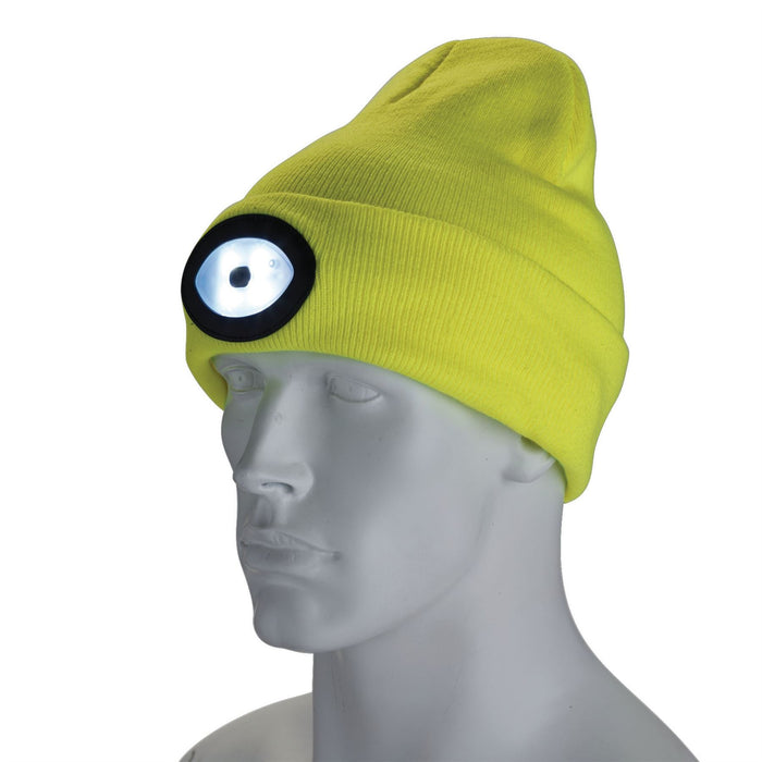 Draper Beanie Hat with Rechargeable Torch, One Size, 1W, 100 Lumens, High-vis Ye Draper  - Dynamic Drive