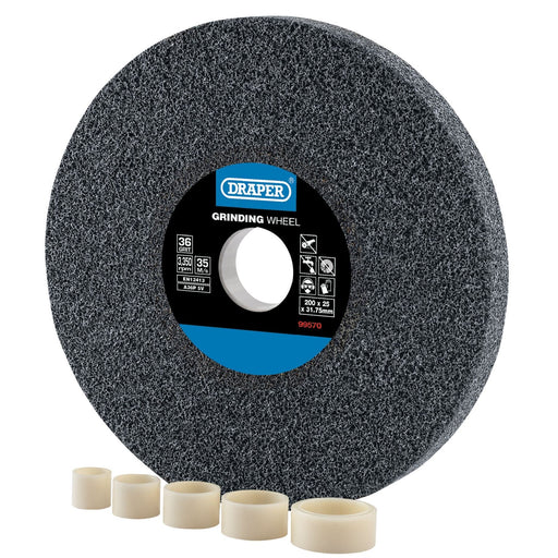 Draper Aluminium Oxide Bench Grinding Wheel, 200 x 25mm, 36 Grit 99570 Draper  - Dynamic Drive