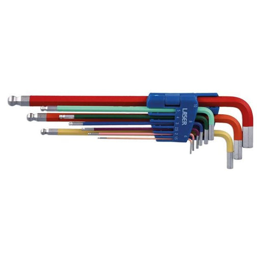 Laser Colour Coded Hex Key Set - Ball End 9pc 7869 Laser Tools  - Dynamic Drive