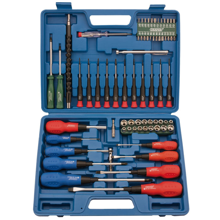 Draper Screwdriver, Socket and Bit Set, Blue (70 Piece) 40850