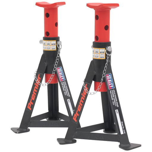 Sealey AXLe Stands (Pair) 3 Tonne Capacity per Stand Red AS3R Sealey  - Dynamic Drive