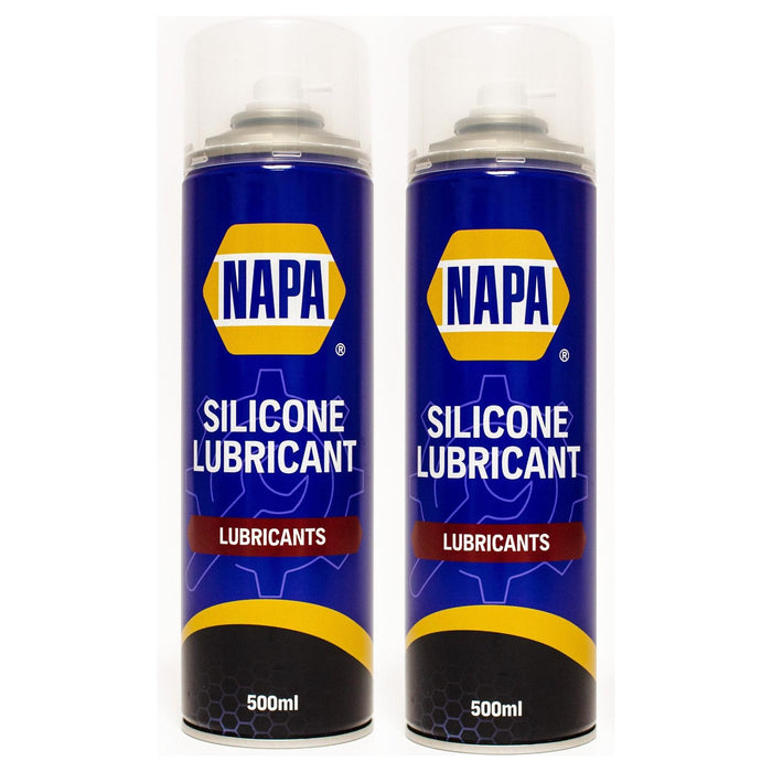 2x NAPA Silicone Lubricant Aerosol Spray Grease Can Water Resistant 500ml Napa  - Dynamic Drive