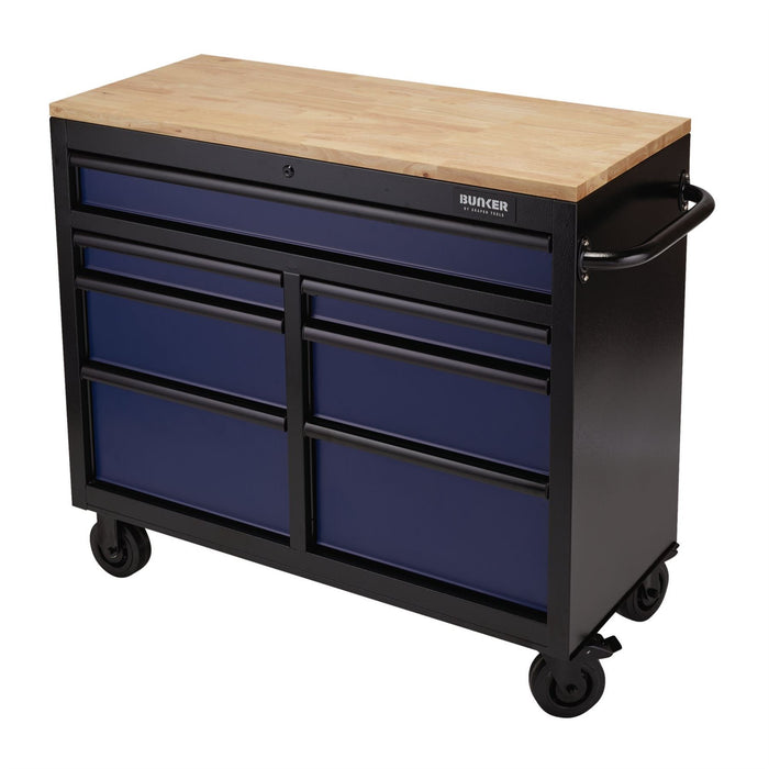 Draper BUNKER Workbench Roller Tool Cabinet, 7 Drawer, 41", Blue 08222 Draper  - Dynamic Drive