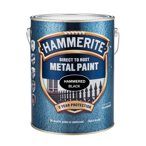 Hammerite Direct To Rust Metal Paint - Hammered Black - 5 Litre Hammerite  - Dynamic Drive