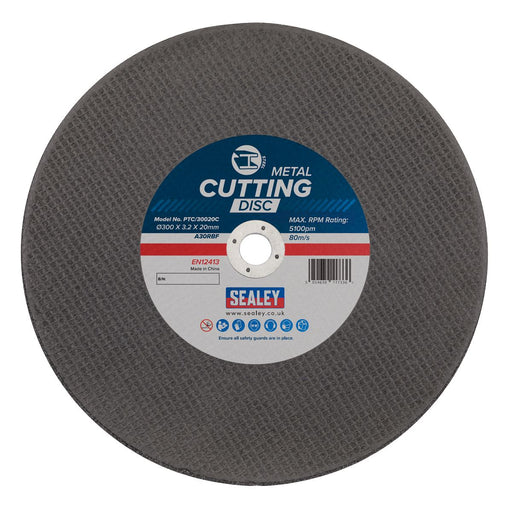 Sealey 300 x 3.2mm Flat Metal Cutting Disc 20mm Bore PTC/30020C Sealey  - Dynamic Drive