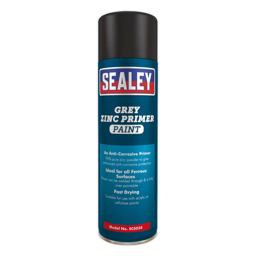 Sealey Grey Zinc Primer Paint 500ml Pack of 6 SCS034 Sealey  - Dynamic Drive