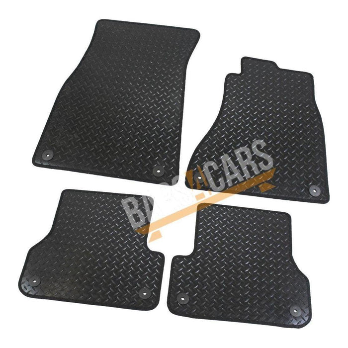 Blue Trim TailoBlue Black Rubber Car Mats for Audi A6 11 ON Set of 4 With 8 Clips UKB4C  - Dynamic Drive