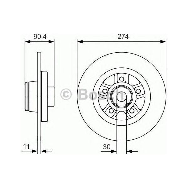 Bosch Brake Disc Single fits Mercedes-Benz Citan 109D CDi|CDi BlueEFFICIENCY - 1