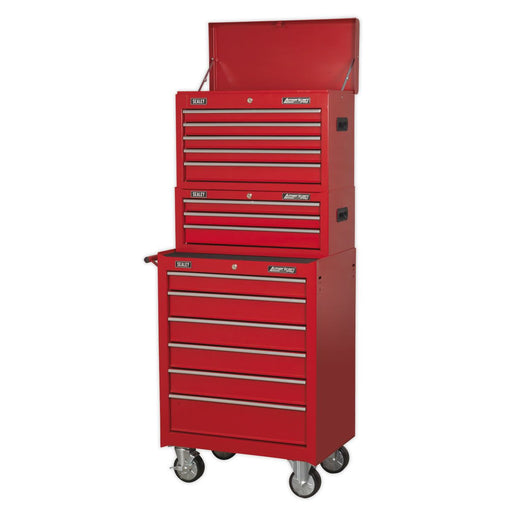 Sealey Topchest Mid-Box & Rollcab 14 Drawer Stack Red AP22STACK Sealey  - Dynamic Drive