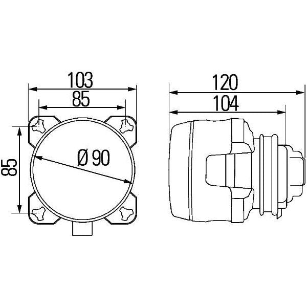 Hella FF/Halogen-Insert, spotlight 90mm Essential 24V 1K0 008 191-027 Hella  - Dynamic Drive