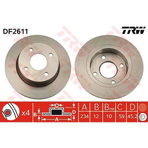 Genuine TRW Brake Disc (Pair) DF2611 TRW  - Dynamic Drive