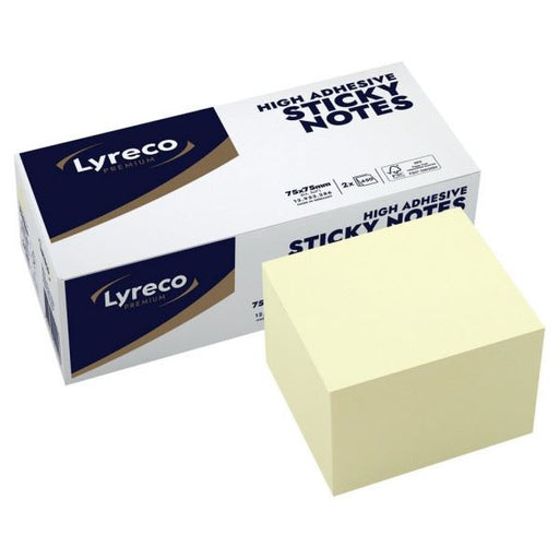 Lyreco Premium Sticky Cube - Yellow - 75 x 75mm - Pack of 2 Lyreco  - Dynamic Drive