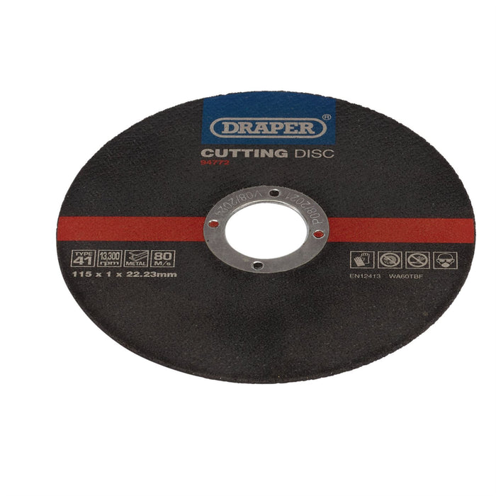 Draper Metal Cutting Discs, 115 x 1 x 22.23mm (Pack of 100) 94772