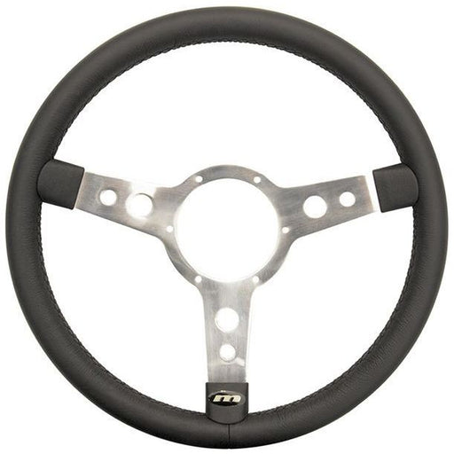 Classic 14" Traditional 3 spoke Vinyl Steering Wheel With Polished Centre Black Mountney Classic  - Dynamic Drive