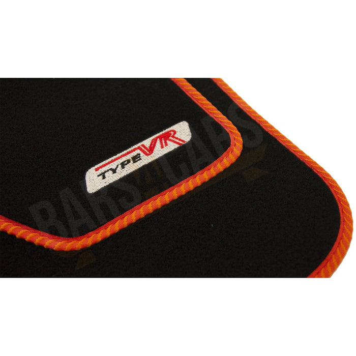 4 x Black Car Carpet Floor Mats with Orange Trim fits Citroen C1 C2 C3 C4 Saxo UKB4C  - Dynamic Drive