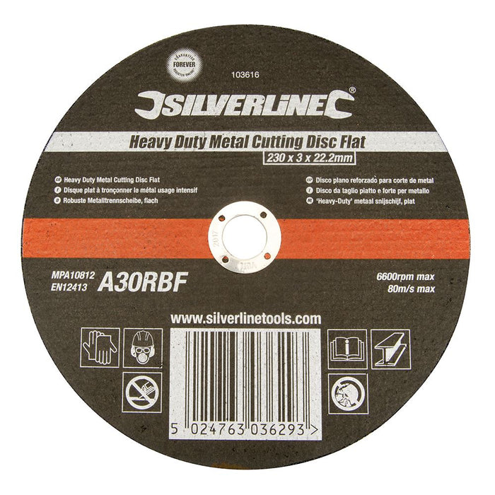 Silverline Heavy Duty Metal Cutting Disc Flat 230 x 3 x 22.23mm