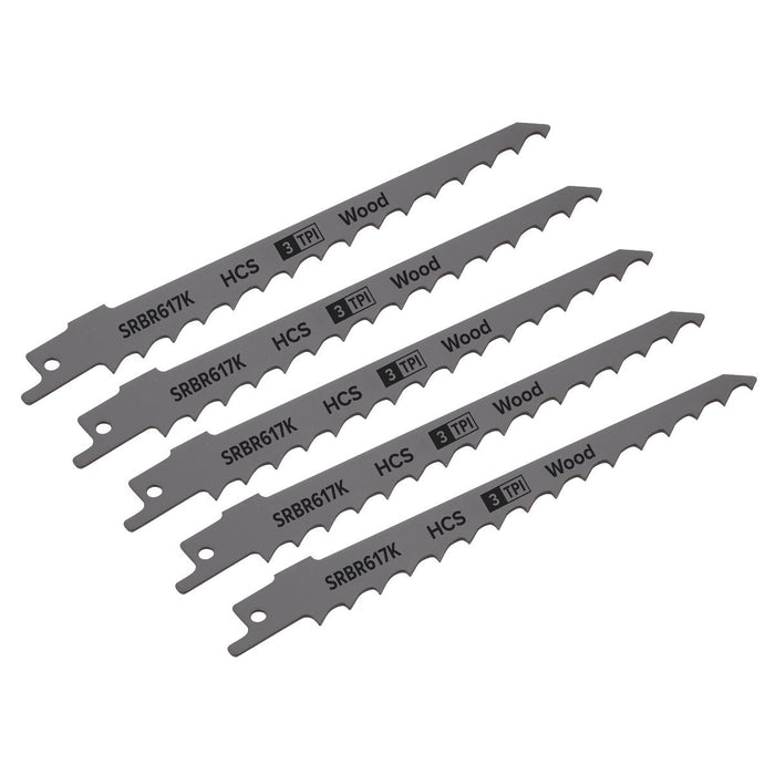 Sealey Reciprocating Saw Blade Pruning & Coarse Wood 150mm 3tpi Pack of 5