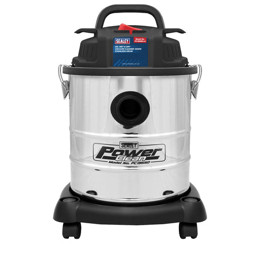 Sealey Vacuum Cleaner Wet & Dry 20L 1200W/230V Stainless Drum PC195SD Sealey  - Dynamic Drive