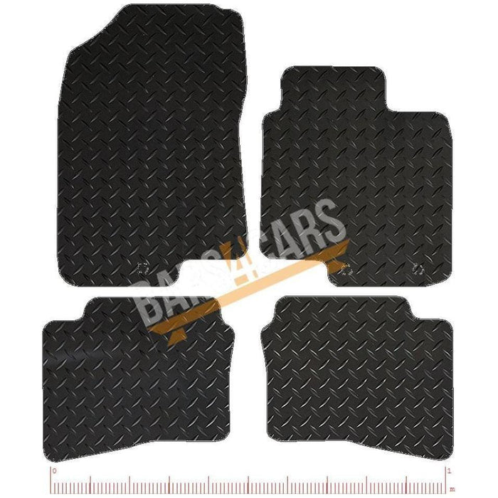 Red Trim Tailored Black Rubber Car Mats for Hyundai I-20 15> Set of 4 With 3 Clips UKB4C  - Dynamic Drive