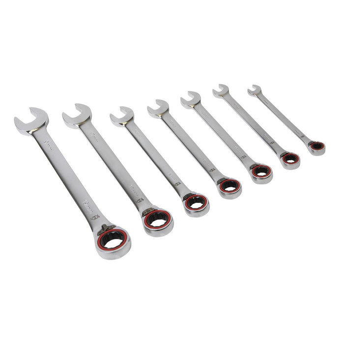 Sealey Reversible Ratchet Combination Spanner Set 7pc Metric Platinum Series Sealey  - Dynamic Drive