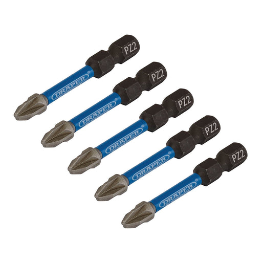 Draper Expert PZ-Type Impact Screwdriver Bits, No.2 x 50mm, 1/4" Hex (Pack of 5) Draper  - Dynamic Drive