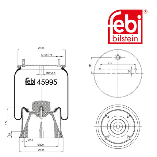 Febi 45995 Air Spring Fits Sauer Achsen Febi Bilstein  - Dynamic Drive