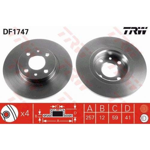 Genuine TRW Brake Disc (Pair) DF1747 TRW  - Dynamic Drive