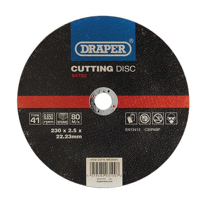 Draper Flat Stone Cutting Disc, 230 x 2.5 x 22.23mm 94782