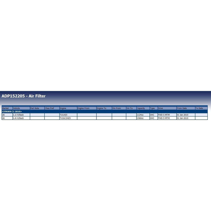 Blue Print ADP152205 Air Filter Blue Print  - Dynamic Drive