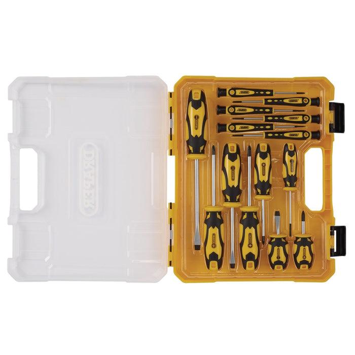 Draper Screwdriver Set with Case, Yellow (14 Piece) 03988 Draper  - Dynamic Drive