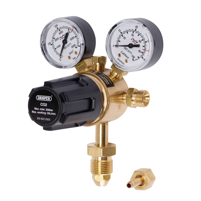 Draper Industrial Gas Bottle Regulator with Double Gauge, 300 bar 70147 Draper  - Dynamic Drive