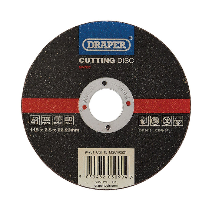 Draper Flat Stone Cutting Disc, 115 x 2.5 x 22.23mm 94781 Draper  - Dynamic Drive