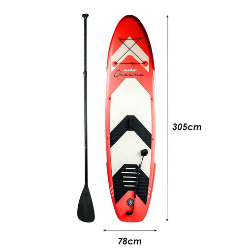 Oceana 10FT Inflatable Stand Up Paddle Board Kit Surfboard Non-Slip Deck Red Summit  - Dynamic Drive