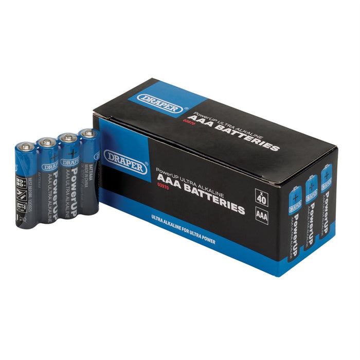 Draper PowerUP Ultra Alkaline AAA Batteries (Pack of 40) 03970 Draper  - Dynamic Drive